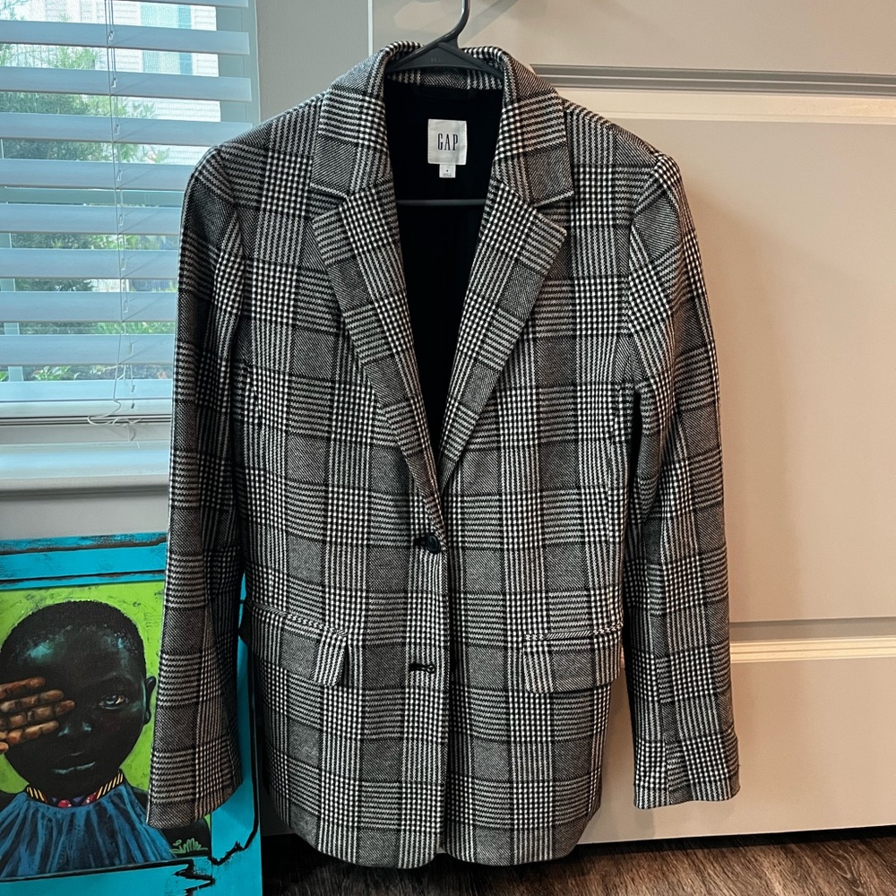 Wool houndstooth blazer
